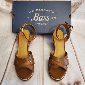 G.H. Bass & Co. Reece Wedge, Sandal, 8.5, Light Brown